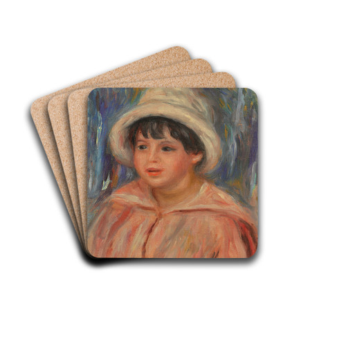 Portrait de Claude Renoir, fils de Pierre Renoir by Pierre-Auguste Renoir Drink Coasters - set of 4 Portrait de Claude Renoir, fils de Pierre Renoir by Pierre-Auguste Renoir Drink Coasters - set of 4