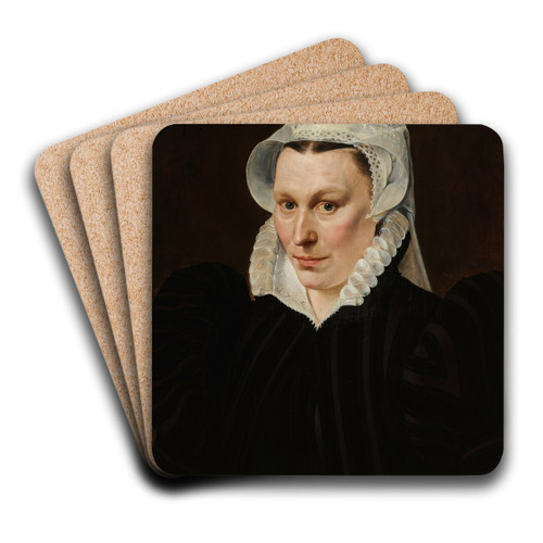 Portret van Magdalena Plantin by Adriaen Thomasz. Key Art Drink Coaster set Portret van Magdalena Plantin by Adriaen Thomasz. Key Art Drink Coaster set