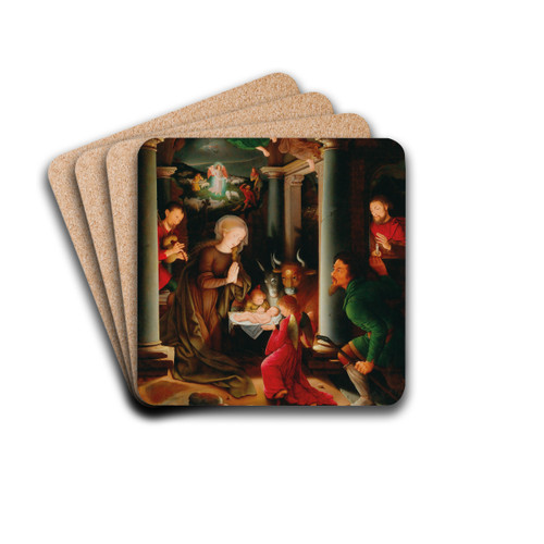 Adoration of the Shepherds by School of Bruges Drink Coasters - set of 4