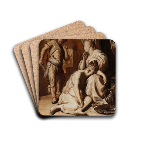 Samson and Delilah by Rembrandt van Rijn Drink Coasters - set of 4