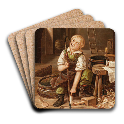 Der kleine Handwerker by Wilhelm Kiesewetter Art Drink Coaster set Der kleine Handwerker by Wilhelm Kiesewetter Art Drink Coaster set