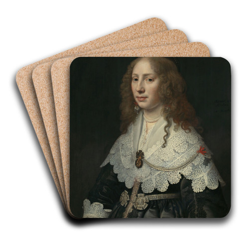 Portrait of Aegje Hasselaer by Michiel Jansz. Van Mierevelt Art Drink Coaster set