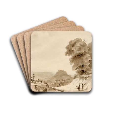 Gezicht op Viterbo by Pieter van Loon Drink Coasters - set of 4 Gezicht op Viterbo by Pieter van Loon Drink Coasters - set of 4