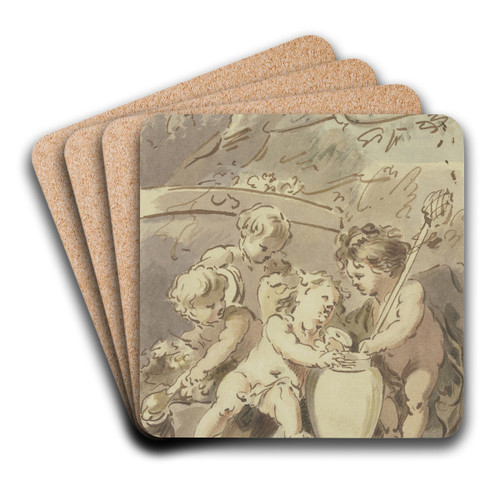 Vier Amoretten bei einer Vase by Jacob de Wit Art Drink Coaster set Vier Amoretten bei einer Vase by Jacob de Wit Art Drink Coaster set