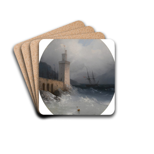 View Of The Amalfi Coast by Ivan Konstantinovich Aivazovsky Drink Coasters - set of 4 View Of The Amalfi Coast by Ivan Konstantinovich Aivazovsky Drink Coasters - set of 4
