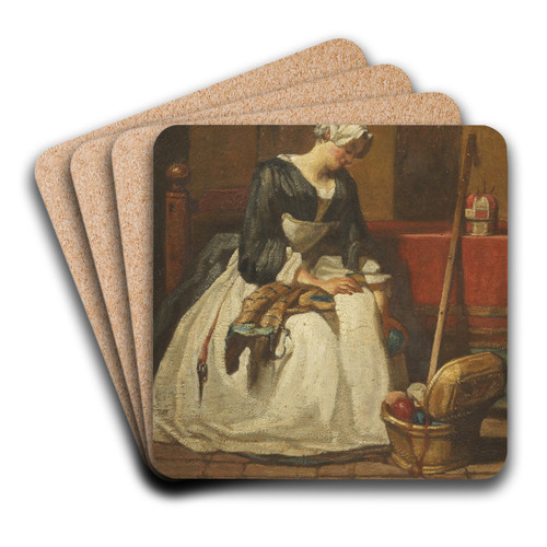 The Embroiderer by Jean Simon Chardin Art Drink Coaster set