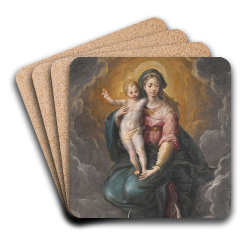 The Madonna And Child On A Crescent Moon by Cristoforo Roncalli Art Drink Coaster set