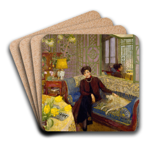 Marcelle Aron (Madame Tristan Bernard) by douard Vuillard Art Drink Coaster set Marcelle Aron (Madame Tristan Bernard) by douard Vuillard Art Drink Coaster set