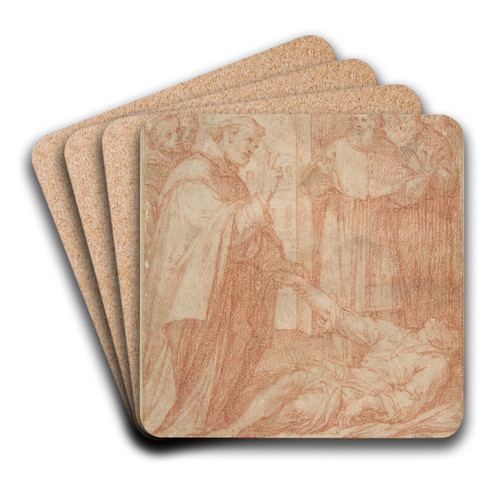 Saint Francis of Assisi Resuscitating a Dead Youth by Camillo Procaccini Art Drink Coaster set