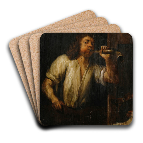 Portrait of a man at a window by Job Adriaensz Berckheyde Art Drink Coaster set