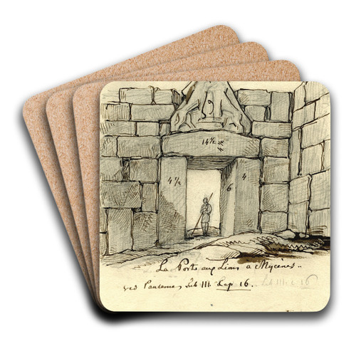 The Lion's gate in Mycene by David Humbert de Superville Art Drink Coaster set