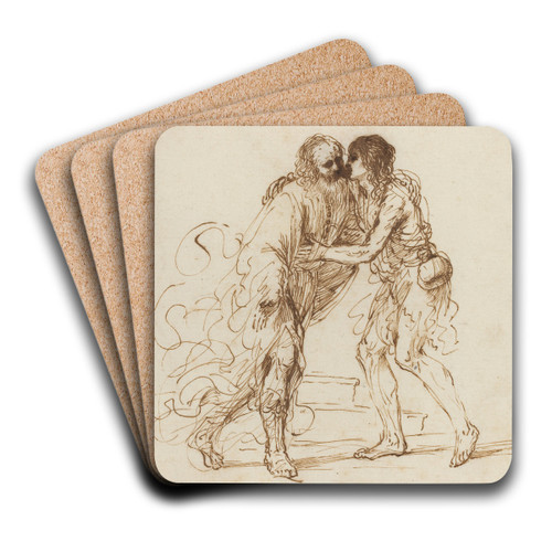 The Return of the Prodigal Son by Guercino Art Drink Coaster set