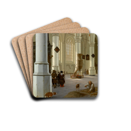 Interior of the 'Nieuwe Kerk' , new Church, in Delft by Hendrick Cornelisz. van Vliet Drink Coasters - set of 4 Interior of the 'Nieuwe Kerk' , new Church, in Delft by Hendrick Cornelisz. van Vliet Drink Coasters - set of 4
