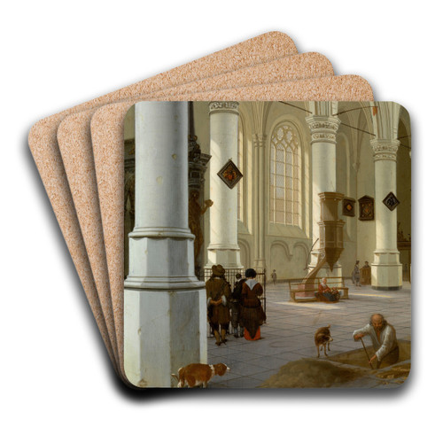 Interior of the 'Nieuwe Kerk' , new Church, in Delft by Hendrick Cornelisz. van Vliet Art Drink Coaster set Interior of the 'Nieuwe Kerk' , new Church, in Delft by Hendrick Cornelisz. van Vliet Art Drink Coaster set