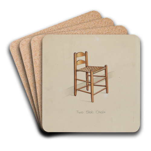 Shaker Two Slat Chair by Irving I. Smith Art Drink Coaster set