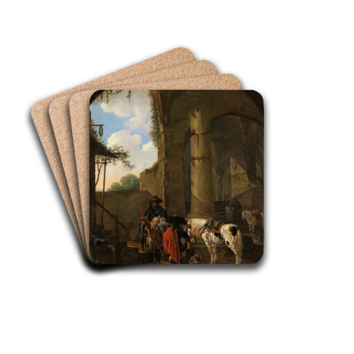 Osteria in rmischer Ruine by Johann Heinrich Roos Drink Coasters - set of 4