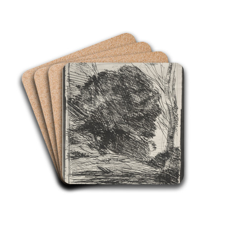 Trees on the Mountain by Jean-Baptiste-Camille Corot Drink Coasters - set of 4 Trees on the Mountain by Jean-Baptiste-Camille Corot Drink Coasters - set of 4