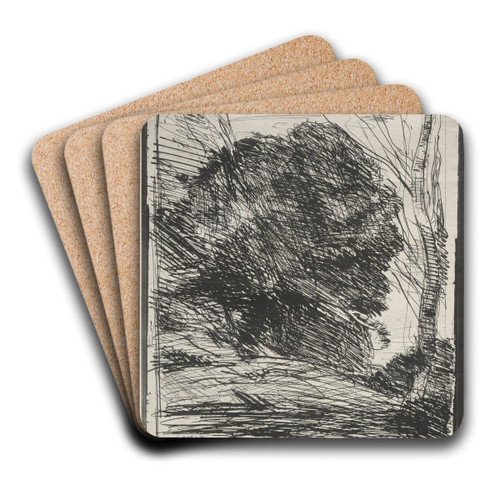 Trees on the Mountain by Jean-Baptiste-Camille Corot Art Drink Coaster set Trees on the Mountain by Jean-Baptiste-Camille Corot Art Drink Coaster set
