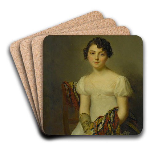 Portrait Of Andrienne-ConstanceBourdillon by Firmin Massot Art Drink Coaster set