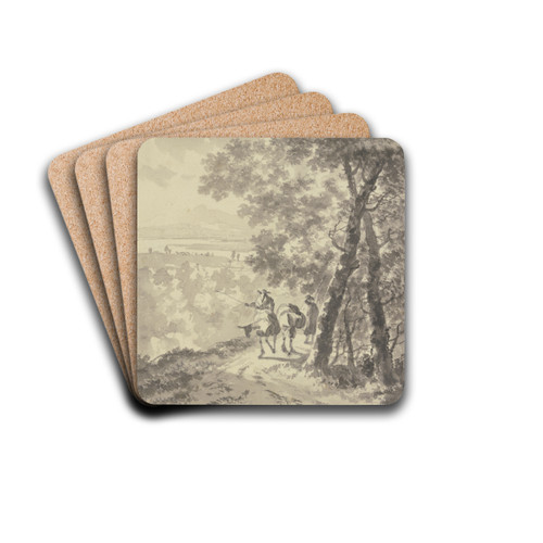 Landschaft mit Maultiertreibern by Jan Asselijn Drink Coasters - set of 4 Landschaft mit Maultiertreibern by Jan Asselijn Drink Coasters - set of 4