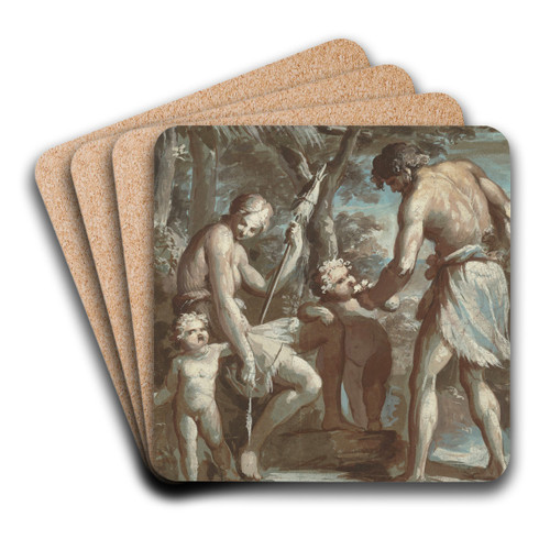 Adam and Eve with Cain and Abel by Carlo Alberto Baratta Art Drink Coaster set Adam and Eve with Cain and Abel by Carlo Alberto Baratta Art Drink Coaster set