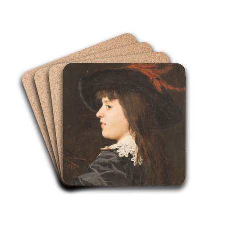 Portrait of a lady by Roberto Fontana Drink Coasters - set of 4