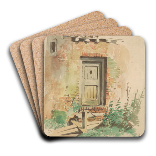 Buitendeur aan een boerenwoning by Jan Striening Art Drink Coaster set Buitendeur aan een boerenwoning by Jan Striening Art Drink Coaster set