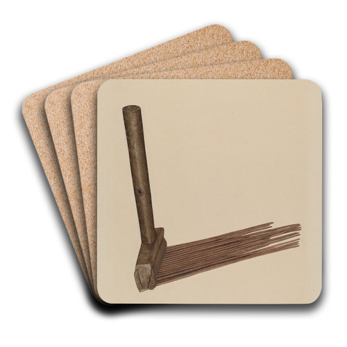 Hatchel (Flax Comb) by LeRoy Griffith Art Drink Coaster set