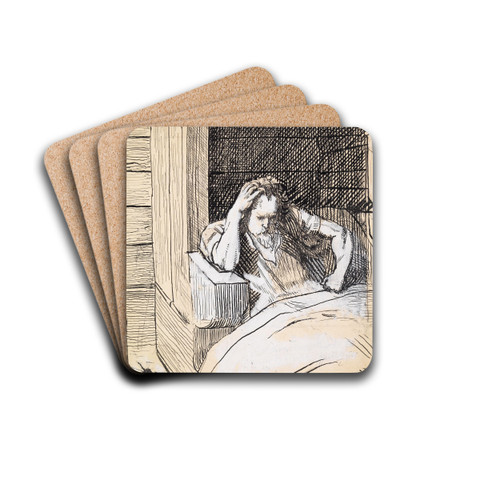 Hkon jarl ligger til sengs og grunner by Christian Krohg Drink Coasters - set of 4