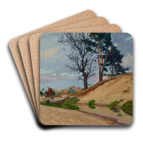 Sandy Bank of the Kamienna River by Ambroy Sabatowski Art Drink Coaster set