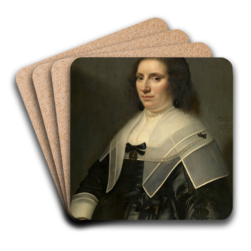 Christina Pijll by Michiel Jansz. Van Mierevelt Art Drink Coaster set