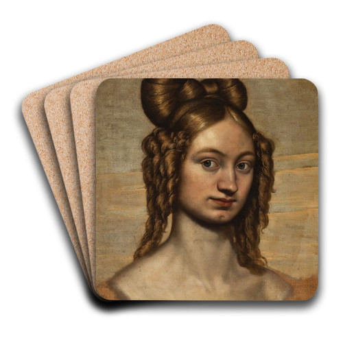 Portrait Of A Lady by Johan Ludvig Lund Art Drink Coaster set