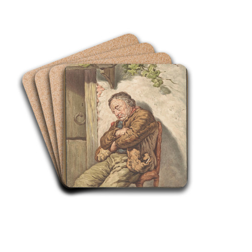 Lou de knecht van de bakker, voor het huis ingeslapen in het zonlicht by Pieter Christoffel Wonder Drink Coasters - set of 4 Lou de knecht van de bakker, voor het huis ingeslapen in het zonlicht by Pieter Christoffel Wonder Drink Coasters - set of 4