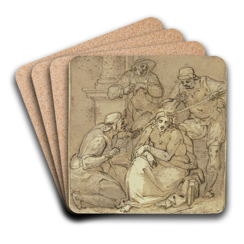 Coronation of thorns by Giovanni Battista Paggi Art Drink Coaster set