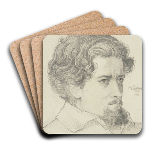 Bildnis des Kupferstechers Heinrich Merz by Carl Hoff Art Drink Coaster set