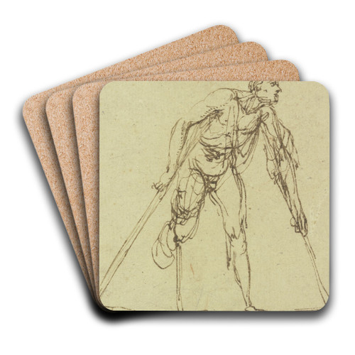 Beggar with two crutches by Jacques Callot Art Drink Coaster set