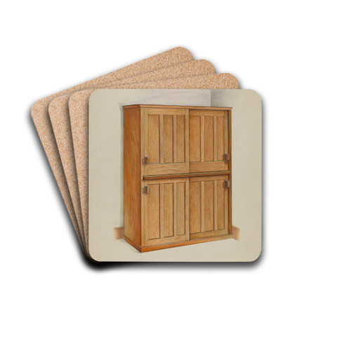Shaker Bookcase by John W. Kelleher Drink Coasters - set of 4 Shaker Bookcase by John W. Kelleher Drink Coasters - set of 4