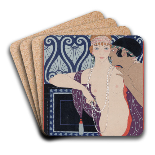 Les Trois Beautes de Mnasidika by George Barbier Art Drink Coaster set
