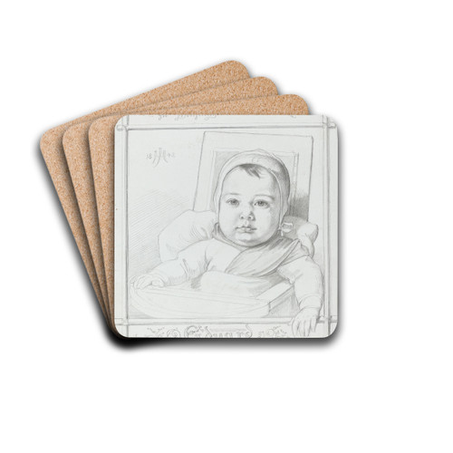 Eduard, the Artist's Infant Son by Julius Hbner Drink Coasters - set of 4 Eduard, the Artist's Infant Son by Julius Hbner Drink Coasters - set of 4