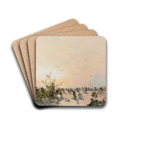 View Of Venice From The Public Gardens by Franz Richard Unterberger Drink Coasters - set of 4 View Of Venice From The Public Gardens by Franz Richard Unterberger Drink Coasters - set of 4