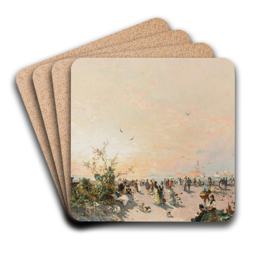 View Of Venice From The Public Gardens by Franz Richard Unterberger Art Drink Coaster set View Of Venice From The Public Gardens by Franz Richard Unterberger Art Drink Coaster set