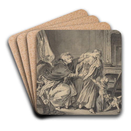 The Angry Mother by Jean-Baptiste Greuze Art Drink Coaster set