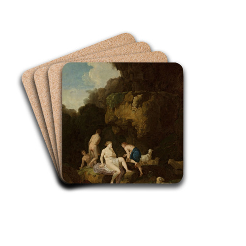 Nymphs in a grotto by Christian Wilhelm Ernst Dietrich Drink Coasters - set of 4 Nymphs in a grotto by Christian Wilhelm Ernst Dietrich Drink Coasters - set of 4