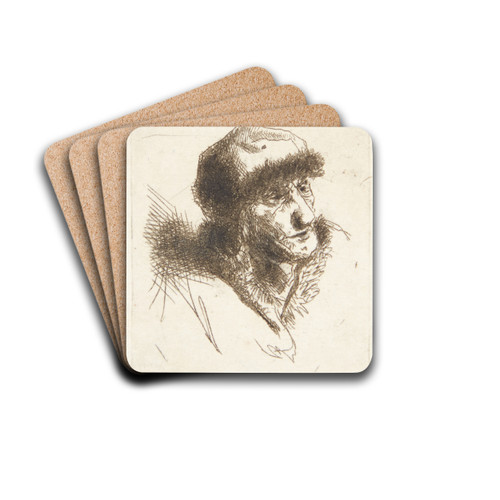Gammel kvinde med pelshue by Cornelis Pietersz. Bega Drink Coasters - set of 4