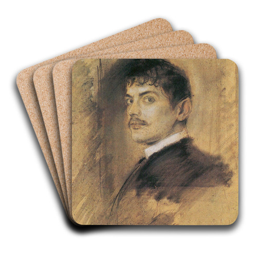Portrait of Franz von Stuck by Franz von Lenbach Art Drink Coaster set