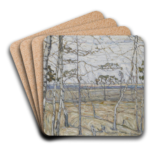 Birch Trees by Abraham Manievich Art Drink Coaster set