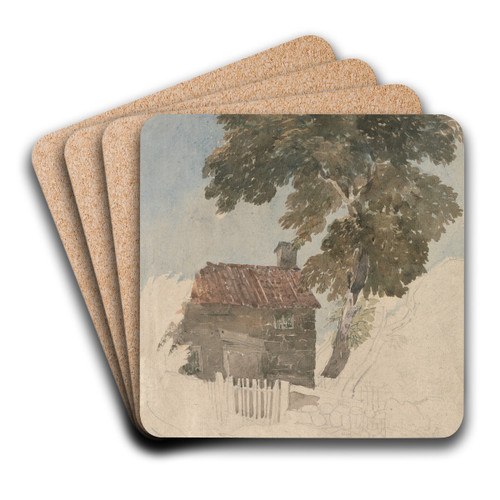 Cottage and Trees by David Cox Art Drink Coaster set