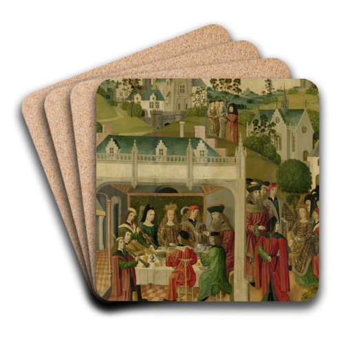 Wedding Feast of Saint Elizabeth of Hungary and Louis of Thuringia in the Wartburg by Master of the St Elizabeth Panels Art Drink Coaster set