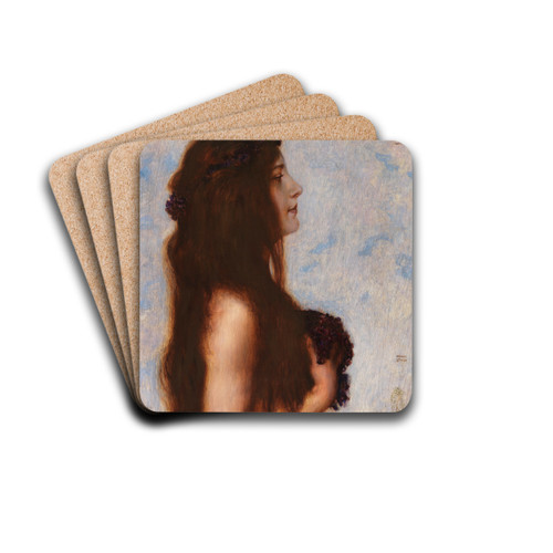 Frhling by Franz von Stuck Drink Coasters - set of 4 Frhling by Franz von Stuck Drink Coasters - set of 4