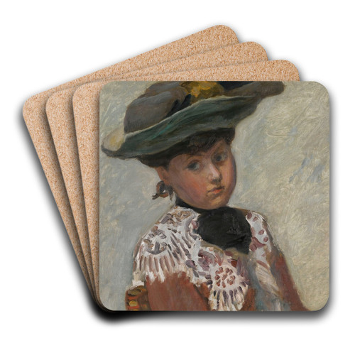 Portrait de Jeune Femme Or Le Chapeau by Pierre Bonnard Art Drink Coaster set
